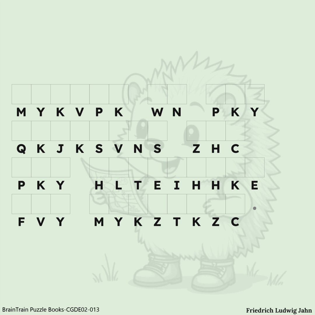 Schönes Zitat, geheime Bedeutung – entschlüsseln erlaubt!
#kryptogramm #zitaterätsel #denksport #täglicherätselspaß #rätsel #kryptogramm #zahlenraetsel #spass #zitat #buchstaben #gehirn #herausforderung #friedrichludwigjahn